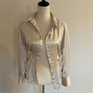 Zara Top Long sleeve Silk Shirt